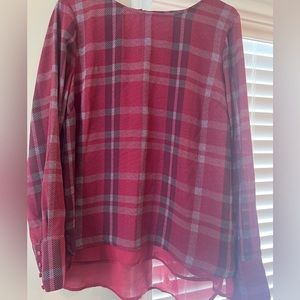 Womens The Limited Maroon Plaid Blouse - Size M